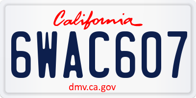 CA license plate 6WAC607