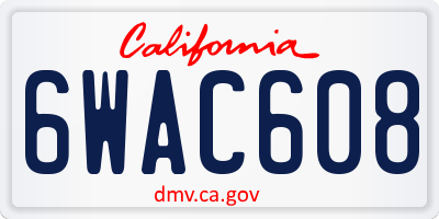 CA license plate 6WAC608
