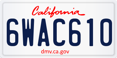 CA license plate 6WAC610