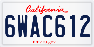 CA license plate 6WAC612