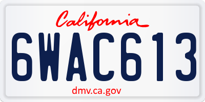 CA license plate 6WAC613