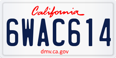 CA license plate 6WAC614
