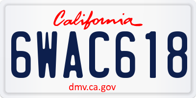 CA license plate 6WAC618