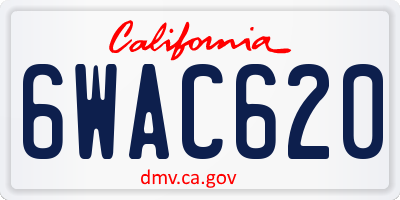 CA license plate 6WAC620
