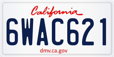 CA license plate 6WAC621