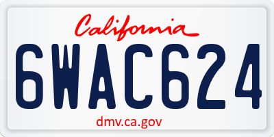 CA license plate 6WAC624
