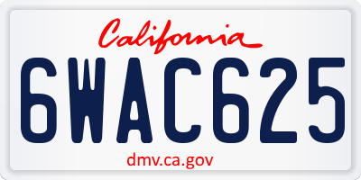 CA license plate 6WAC625