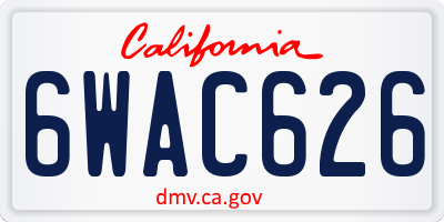CA license plate 6WAC626
