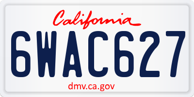 CA license plate 6WAC627