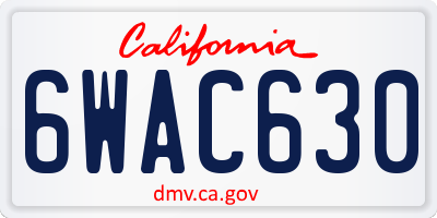 CA license plate 6WAC630