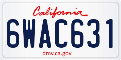 CA license plate 6WAC631