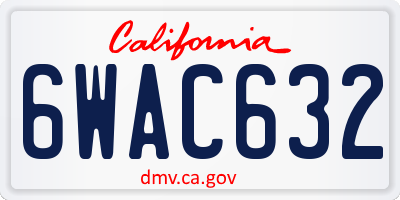 CA license plate 6WAC632