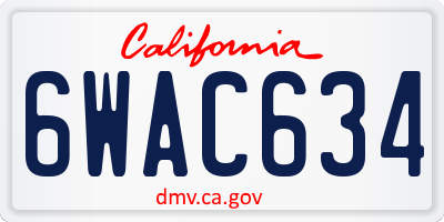 CA license plate 6WAC634