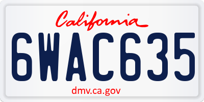 CA license plate 6WAC635