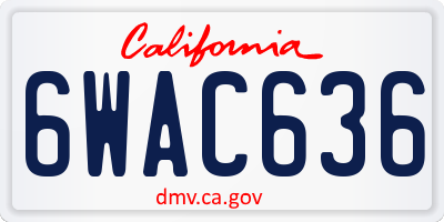 CA license plate 6WAC636