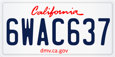 CA license plate 6WAC637