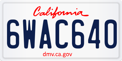 CA license plate 6WAC640