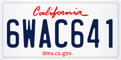 CA license plate 6WAC641
