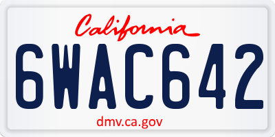 CA license plate 6WAC642