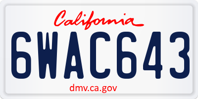 CA license plate 6WAC643