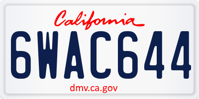 CA license plate 6WAC644