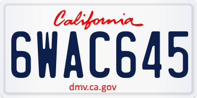 CA license plate 6WAC645