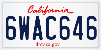 CA license plate 6WAC646