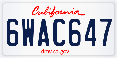 CA license plate 6WAC647