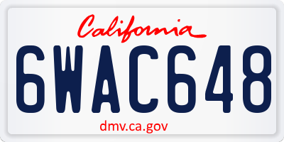 CA license plate 6WAC648
