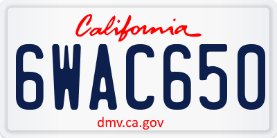 CA license plate 6WAC650