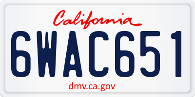 CA license plate 6WAC651