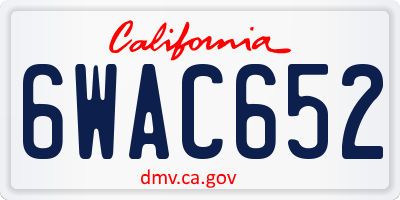 CA license plate 6WAC652