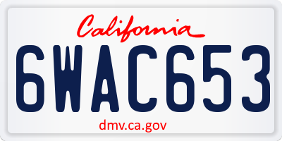 CA license plate 6WAC653