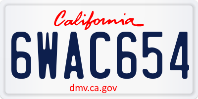 CA license plate 6WAC654