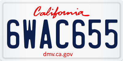 CA license plate 6WAC655