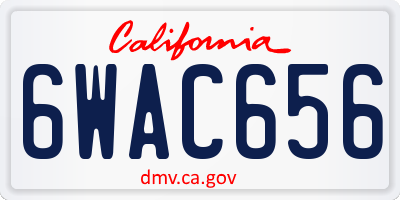 CA license plate 6WAC656