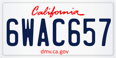 CA license plate 6WAC657