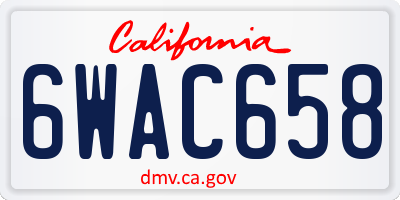 CA license plate 6WAC658
