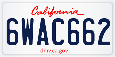 CA license plate 6WAC662