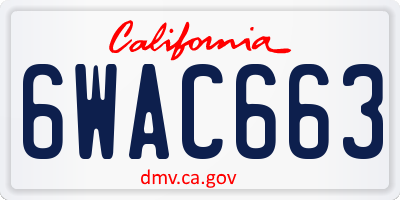 CA license plate 6WAC663