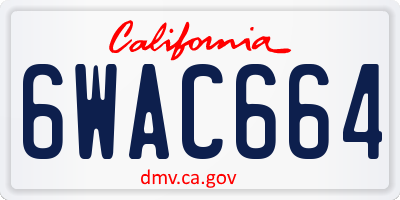 CA license plate 6WAC664