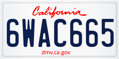 CA license plate 6WAC665