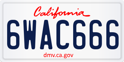 CA license plate 6WAC666