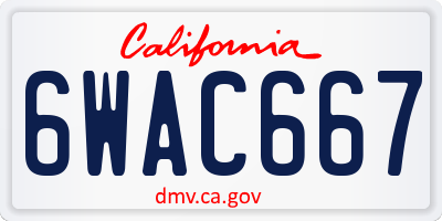 CA license plate 6WAC667