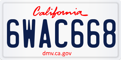 CA license plate 6WAC668