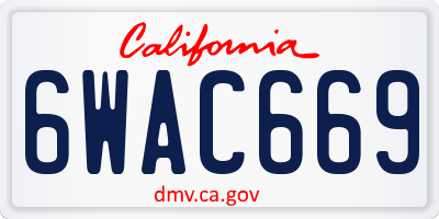 CA license plate 6WAC669