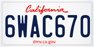 CA license plate 6WAC670