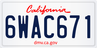 CA license plate 6WAC671