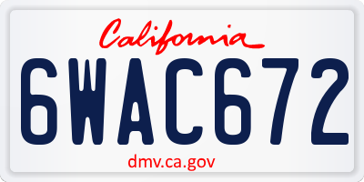 CA license plate 6WAC672