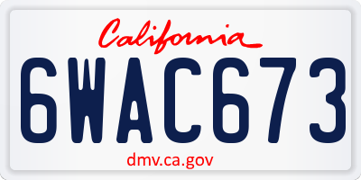 CA license plate 6WAC673